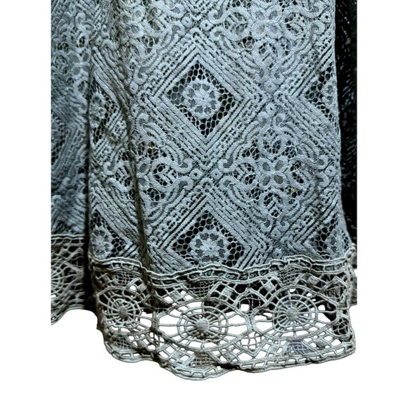 Free People Geo Sands Lagoon Green Crochet Lace Cold Shoulder Top BoHo Small NEW - Picture 5 of 8